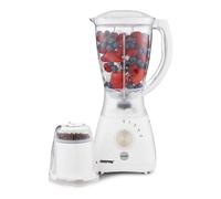 GEEPAS 2-in-1 Food Jug Blender & Smoothie Blender | Ice Crusher Stainless Steel Blades 4 Speeds Pulse Mode | 1.5L Jar Smoothie Milkshake Maker Coffee/Spice Grinder Mill | 2 Year Warranty 550W White