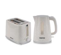 Geepas 1.7L 2200W Cordless Electric Kettle, 900W 2 Slice Bread Toaster Combo Set | 360° Rotational Base, Concealed Heating & Strix Control 7 Level Browning Control, Crumb Tray | Premium Design White