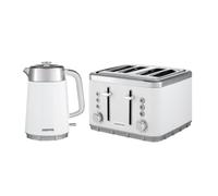 GEEPAS 1.7L 3000W Electric Kettle & 4 Slice Toaster Kitchen Set Arcus White