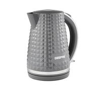 GEEPAS 1.7L Cordless Electric Kettle | Textured Kettle with 360° Rotational Base & Concealed Heating | Auto Shut Off Boil Dry Sensor | Space Saving Cord Storage and LED Indicator | 2200W Argyle Grey