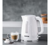 GEEPAS Skye 1.7L Electric Kettle | Premium Kettle with 360° Rotational Base, Cordless | Concealed Heating, Strix Controller | Space Saving Cord Storage & LED Indicator | 2 Year Warranty 2200W White