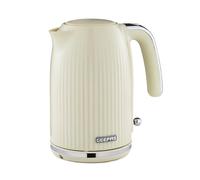 GEEPAS 1.7L Electric Kettle | Cordless Jug Kettle with Rapid Boil Auto Shut Off & Boil Dry Protection | 360° Rotational Base, Removable & Washable Filter for Hot Water Coffee Tea | 3000W Fluted Cream
