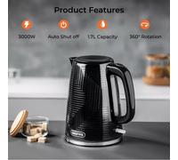 Geepas 1.7L Black Premium Cordless Electric Kettle 3000W