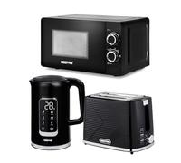 Geepas 1.7L Digital Electric Kettle 2 Slice Bread Toaster & Microwave Kitchen Combo Set | 2200W Cordless Jug Kettle, Keep Warm Function | 900W Toaster | 20L 700W Solo Manual Microwave Countertop Set