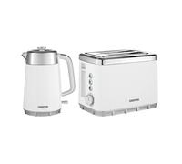 GEEPAS 1.7L Electric Kettle & 2 Slice Toaster Kitchen Combo Set | 3000W Rapid Boil Cordless Jug Kettle | Auto Shut-Off 360° | 930W Bread Toaster 7 Browning Levels Cancel Defrost Reheat | Arcus White