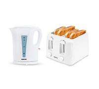 GEEPAS 1.7L Electric Kettle & 4 Slice Bread Toaster Kitchen Combo Set White | Cordless, Boil Dry & Auto Shut Off, 1400W Toastie Machine, 6 Browning Level Removable Crumb Tray, Cancel Function