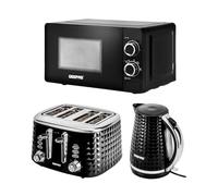 GEEPAS 1.7L Electric Kettle, 4 Slice Bread Toaster & Microwave Kitchen Set