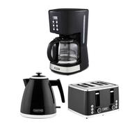 GEEPAS 1.5L Filter Coffee Machine, 1.7L Electric Kettle & 4 Slice Toaster Combo Set | 900W Programmable Drip Coffee Maker | 1600W Bread Toaster 7 Browning Levels | 3000W Rapid Boil Cordless Jug Kettle
