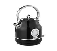 Geepas 1.7L Electric Kettle - Auto Shut-Off & Boil-Dry Sensor - Rapid Boil for Hot Water Coffee, Tea Kettle - Temperature Display & Strix Controller - Stainless-Steel Cordless Jug Kettle, 3000W, Black
