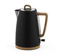 GEEPAS NordiQ 1.7L Electric Kettle | 3000W Rapid Boil Stainless Steel Jug Kettle Matte Finish with Wood Accents | Auto Shut Off Boil Dry Protection Detachable Filter | 2 Year Warranty Black