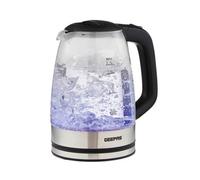 GEEPAS Illuminating Electric Glass Kettle | 1.7L Cordless Jug Kettle with Stainless Steel Heating Element Auto Shut Off Boil-dry Sensor | Safety Locking Lid Cord Storage | 2 Year Warranty 2200W Black