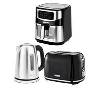 Geepas 1.7L Illuminating Electric Kettle 2 Slice Bread Toaster & 9.2L Digital Air Fryer Combo Kitchen Set