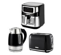 Geepas 1.7L Illuminating Electric Kettle 2 Slice Bread Toaster & 9.2L Digital Air Fryer Kitchen Combo Set | 2200W Rapid Boil Cordless Jug Kettle | 1000W Toaster | Oil Free Toaster Oven