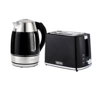 Geepas 1.7L Illuminating Electric Kettle & 2 Slice Bread Toaster Combo Set | 2200W Rapid Boil Cordless Jug Kettle, Swivel Base | 900W Toaster with 7 Browning Levels,Removable Crumb Tray & Cord Storage