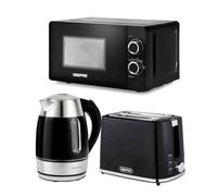 Geepas 1.7L Illuminating Electric Kettle 2 Slice Bread Toaster & Microwave Kitchen Combo Set