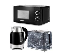 Geepas 1.7L Illuminating Electric Kettle Skye 2 Slice Bread Toaster & Microwave Kitchen Combo Set