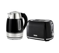 1.7L Illuminating Electric Kettle 2200W & 2 Slice Bread Toaster 1000W Combo Set Geepas Black One Size