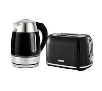 Geepas 1.7L Illuminating Electric Kettle 2200W & 2 Slice Bread Toaster 1000W Combo Set in Black Geepas Black