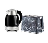 Geepas 1.7L Illuminating Electric Kettle & 900W 2 Slice Bread Toaster Combo Set In Black Black