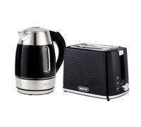 Geepas 1.7L Illuminating Electric Kettle & 2 Slice Bread Toaster Combo Set | 2200W Rapid Boil Cordless Jug Kettle, Swivel Base | 900W Toaster with 7 Browning Levels,Removable Crumb Tray & Cord Storage