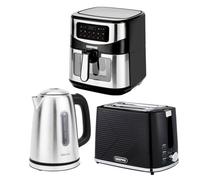 Geepas 1.7L Illuminating Kettle 2 Slice Bread Toaster & 9.2L Digital Air Fryer Kitchen Set