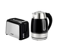 Geepas 2 Slice Bread Toaster & 1.7L Illuminating Electric Kettle Combo Set | 750W Toaster, 7 Level Browning Control, Defrost, Reheat & Cancel Function | 2200W Rapid Boil Cordless Jug Kettle
