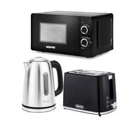 Geepas 1.7L Kettle 2 Slice Toaster And Microwave Set In Black Black
