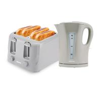 GEEPAS 1.7L Electric Kettle & 4 Slice Bread Toaster Kitchen Combo Set | 2200W Cordless Jug Kettle Auto Shut-Off | 1400W Toastie Machine 6 Browning Level Removable Crumb Tray | 2 Year Warranty, Grey