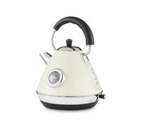 GEEPAS Electric Kettle | Vintage Cordless Stainless Steel Rapid Boil for Hot Water Tea Coffee | Auto Shut-Off 360° Swivel Base Temp Gauge Boil Dry Protection | 2 Yr Warranty 1.7L 3000W Retrovive Cream