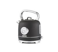 GEEPAS Electric Kettle | Vintage Cordless Stainless Steel Rapid Boil for Hot Water Tea Coffee | Auto Shut-Off 360° Swivel Base Temp Gauge Boil Dry Protection | 2 Yr Warranty 1.8L 3000W Retrovive Black