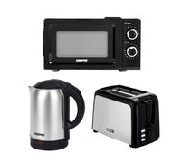 Geepas 2 Slice Bread Toaster, 1.8L Electric Kettle & & 20L 700W Solo Manual Microwave Oven Kitchen Combo Set | 750W Toaster, 7 Level Browning Control | 1800W Stainless Steel Cordless Jug Kettle