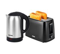 1500W 1.8L Cordless Electric Kettle & 2 Slice Bread Toaster Kitchen Set Black