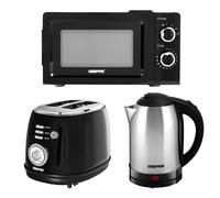 Geepas Electric Kettle 2 Slice Bread Toaster & Microwave Kitchen Set | 1500W 1.8L Cordless Jug Kettle | 850W Toaster with 6 Level Browning Control | 700W Solo Manual Dial Microwave 20L | Stylish Set
