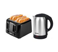 1.8L Stainless Steel Kettle and 4 Slice Toaster Set Geepas Black One Size