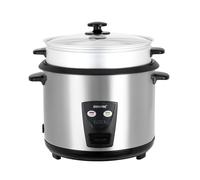 GEEPAS 1.8L Rice Cooker with Steamer | Keep Warm Function | Automatic Cooking, Non-Stick Inner Pot | Make Rice & Steam Healthy Vegetables | Includes Measuring Cup, Spatula & Tempered Lid | 700W Silver