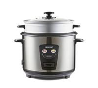 GEEPAS 1.8L Rice Cooker with Steamer | Keep Warm Function | Automatic Cooking, Non-Stick Inner Pot | Make Rice & Steam Healthy Vegetables | Includes Measuring Cup, Spatula & Tempered Lid | 700W Silver