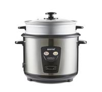 GEEPAS 1.8L Rice Cooker with Steamer | Keep Warm Function | Automatic Cooking, Non-Stick Inner Pot | Make Rice & Steam Healthy Vegetables | Includes Measuring Cup, Spatula & Tempered Lid | 700W Silver