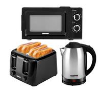 Geepas 1.8L Stainless Steel Kettle, Toaster & Oven Set, 4 Slice Toaster 20L Microwave Oven