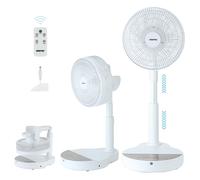 GEEPAS 10 Inch DC Folding Fan - Portable Folding Desk Fan with Remote Control Oscillation - 12 Speed, 8 Hour Timer, Quiet Fan - Foldaway Stand Table Fan with Adjustable Height - Home, Office