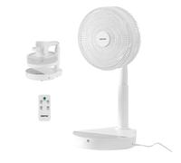 GEEPAS 10 Inch DC Folding Fan - Portable Folding Desk Fan with Remote Control Oscillation - 12 Speed, 8 Hour Timer, Quiet Fan - Foldaway Stand Table Fan with Adjustable Height - Home, Office