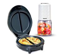 Geepas 1000W Omelette Maker & 400W Mini Food Processor Combo Set | Dual Electric Non-Stick Egg Cooker for Omelettes Fried Poached & Scrambled Eggs | 500ML Food Chopper for Chopping Salsa Pesto Pastes