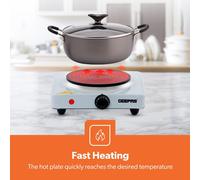 GEEPAS 1000W Single Hot Plate for Precise Tabletop Cooking Cast Iron