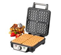 Waffle Maker iron 4 Slice Non-Stick Electric Belgian Waffle Machine 1000W Geepas Silver One Size