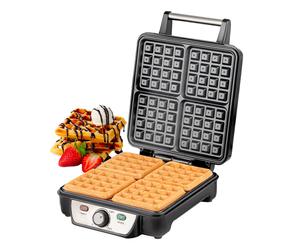 Geepas 1100W Waffle Maker 4 Slice Non-Stick Electric Belgian Waffle Deep Cooking Plates Square