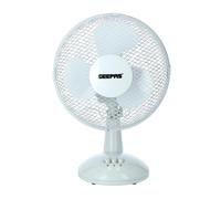 GEEPAS 9" Table Fan | Electric Portable Worktop Desk Fan with 2 Speeds 3 Blades, Adjustable Tilt Wide Angled Oscillation | Powerful Low Noise Airflow for Home Office | 1 Year Warranty, White 22W