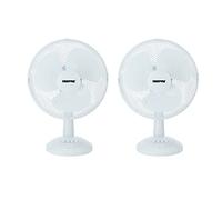 GEEPAS 12-Inch Table Fan - 40W Electric Portable Desktop Cooling Fan for Desk Home or Office Use - 3 Speed Settings with Oscillating/Rotating and Static Feature - 2 Year Warranty, Pack of 2