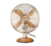 GEEPAS 12” Metal Table Fan | Electric Portable Worktop Desk Fan With 3 Speed 4 PC Aluminium Blades | Adjustable Tilt Wide Angled Oscillation Powerful Airflow for Home Office Use, Copper 35W