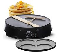 Geepas 1200W Crepe & Pancake Maker Electric Machine - Non-Stick Cooking Plate | Adjustable Temperature Control | Power & Ready Lights | Removable & Reversible 30cm Plate - 2 Year Warranty