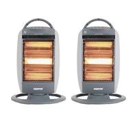 Geepas 1200W Halogen Heater | Instant Heating Portable Heater with 3 Heat Settings 400/800/1200W| Oscillation Function, Carry Handle & Safety Tip Over Switch | 3 Bar Compact Radiator (Pack of 2)