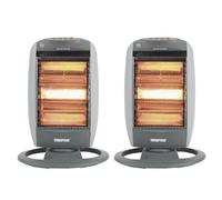 Geepas 1200W Halogen Heater, Pack of 2 | Instant Heating Portable Heater, 3 Heat Settings 400/800/1200W| Oscillation Function, Carry Handle & Safety Tip Over Switch | 3 Bar Radiator Home Office, Grey